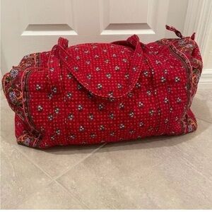 Vera Bradley Retired Red Provincial XXL Duffel EUC